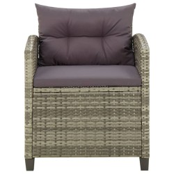 vidaXL Sillón de jardín con cojines ratán sintético gris