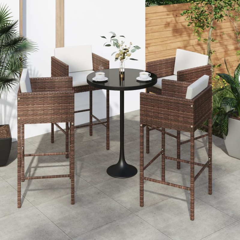 vidaXL Taburetes de cocina con cojines 4 uds ratán sintético marrón vidaXL Taburetes de cocina con cojines 4 uds ratán sintético marrón