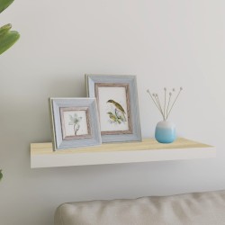 vidaXL Estante flotante de pared MDF roble y blanco 60x23,5x3,8 cm