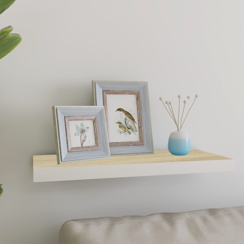 vidaXL Estante flotante de pared MDF roble y blanco 60x23,5x3,8 cm vidaXL Estante flotante de pared MDF roble y blanco 60x23,5x3,8 cm