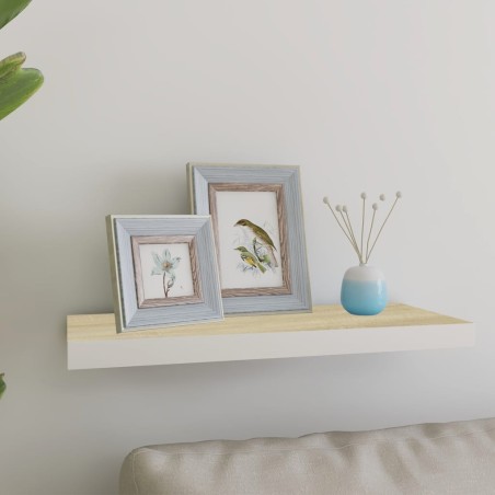 vidaXL Estante flotante de pared MDF roble y blanco 60x23,5x3,8 cm