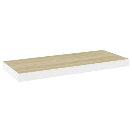 vidaXL Estante flotante de pared MDF roble y blanco 60x23,5x3,8 cm
