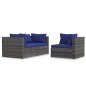 vidaXL Set de muebles de jardín 3 pzas y cojines ratán sintético gris vidaXL Set de muebles de jardín 3 pzas y cojines ratán sintético gris
