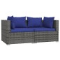 vidaXL Set de muebles de jardín 3 pzas y cojines ratán sintético gris vidaXL Set de muebles de jardín 3 pzas y cojines ratán sintético gris