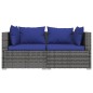 vidaXL Set de muebles de jardín 3 pzas y cojines ratán sintético gris vidaXL Set de muebles de jardín 3 pzas y cojines ratán sintético gris