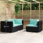 vidaXL Set de muebles de jardín 3 pzas y cojines ratán sintético negro vidaXL Set de muebles de jardín 3 pzas y cojines ratán sintético negro