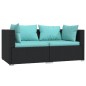 vidaXL Set de muebles de jardín 3 pzas y cojines ratán sintético negro vidaXL Set de muebles de jardín 3 pzas y cojines ratán sintético negro