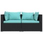 vidaXL Set de muebles de jardín 3 pzas y cojines ratán sintético negro vidaXL Set de muebles de jardín 3 pzas y cojines ratán sintético negro
