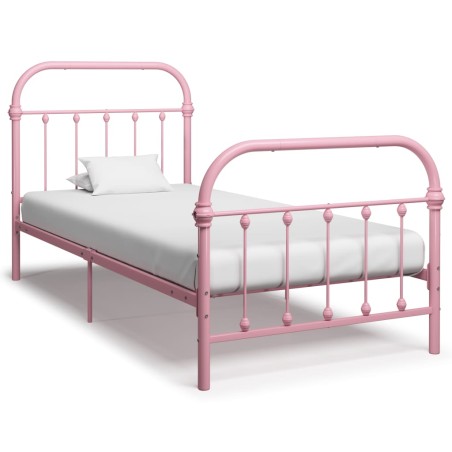 vidaXL Estructura de cama de metal rosa 90x200 cm
