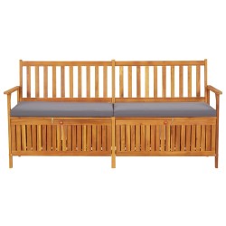 vidaXL Banco de almacenaje con cojín madera maciza de acacia 170 cm