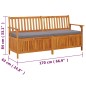 vidaXL Banco de almacenaje con cojín madera maciza de acacia 170 cm vidaXL Banco de almacenaje con cojín madera maciza de acacia 170 cm