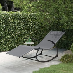 vidaXL Tumbona mecedora de acero y textilene gris
