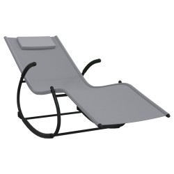 vidaXL Tumbona mecedora de acero y textilene gris