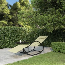 vidaXL Tumbona mecedora de acero y textilene crema