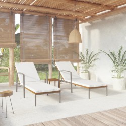 vidaXL Tumbonas con mesita 2 unidades ratán sintético marrón