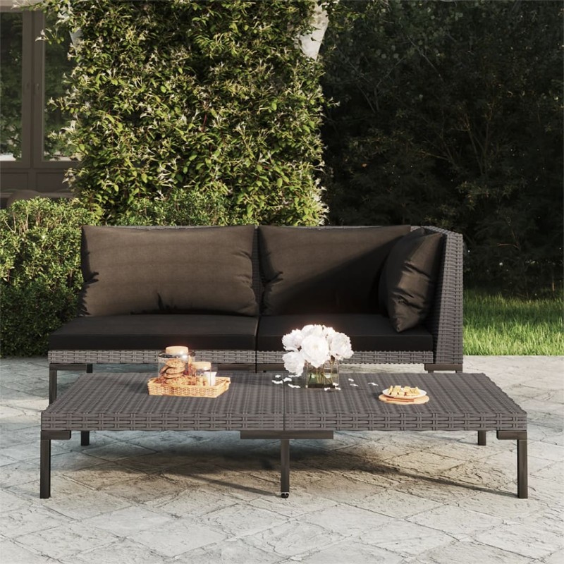 vidaXL Sofá de jardín semicircular y cojines ratán sintético vidaXL Sofá de jardín semicircular y cojines ratán sintético