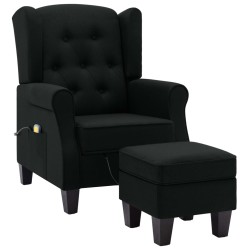 vidaXL Sillón de masaje con reposapiés tela negro