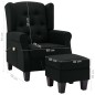 vidaXL Sillón de masaje con reposapiés tela negro vidaXL Sillón de masaje con reposapiés tela negro