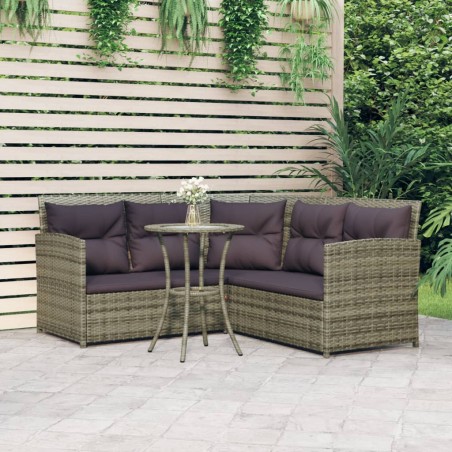vidaXL Set de sofás en forma de L 2 pzas cojines ratán sintético gris 
