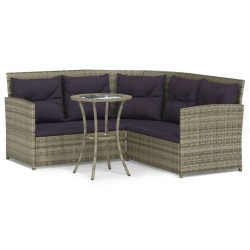 vidaXL Set de sofás en forma de L 2 pzas cojines ratán sintético gris 