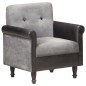vidaXL Sillón diseño de cubo de cuero auténtico y lona negro vidaXL Sillón diseño de cubo de cuero auténtico y lona negro