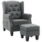 vidaXL Sillón de masaje con reposapiés tela gris claro vidaXL Sillón de masaje con reposapiés tela gris claro