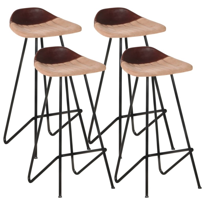 vidaXL Taburetes de cocina 4 unidades cuero auténtico marrón vidaXL Taburetes de cocina 4 unidades cuero auténtico marrón