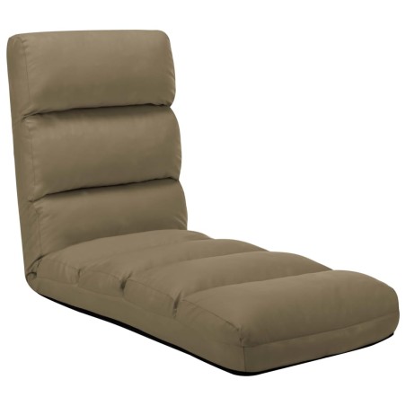 vidaXL Tumbona de suelo plegable de cuero sintético capuchino