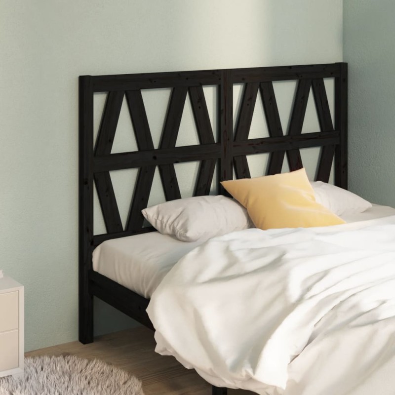vidaXL Cabecero de cama madera maciza de pino negro 146x4x100 cm vidaXL Cabecero de cama madera maciza de pino negro 146x4x100 cm