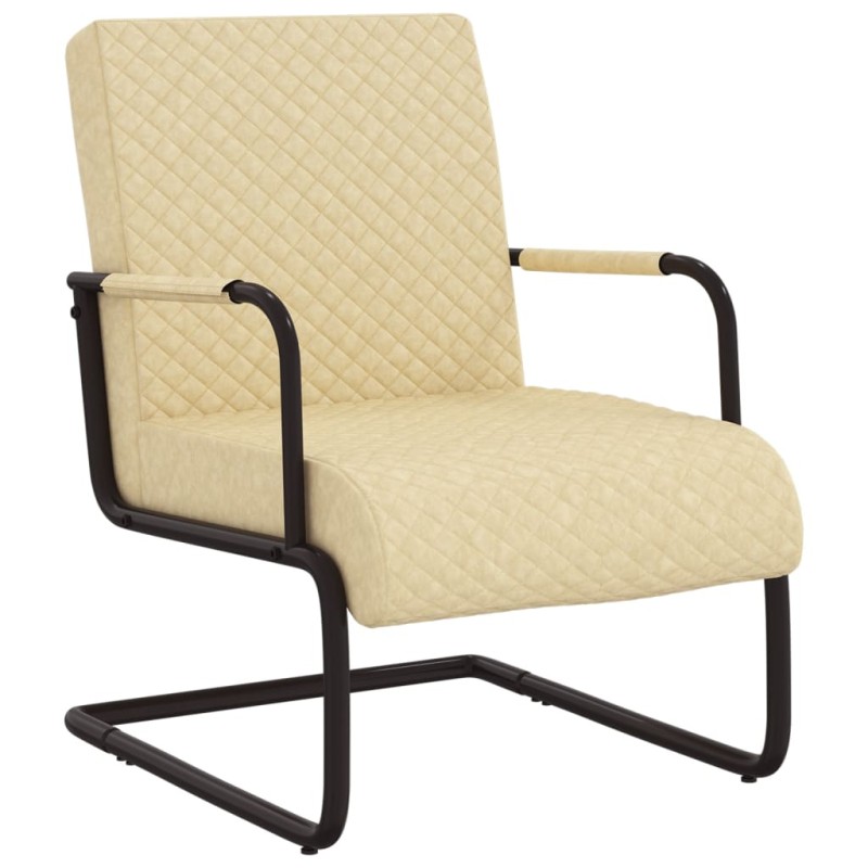 vidaXL Silla voladiza cuero sintético crema vidaXL Silla voladiza cuero sintético crema