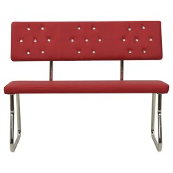 vidaXL Banco de cuero sintético rojo tinto 110 cm