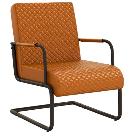 vidaXL Silla voladiza cuero sintético marrón