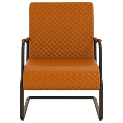 vidaXL Silla voladiza cuero sintético marrón