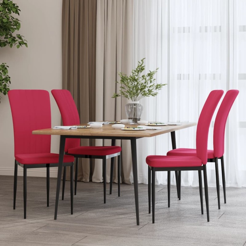 vidaXL Sillas de comedor 4 unidades terciopelo rojo tinto vidaXL Sillas de comedor 4 unidades terciopelo rojo tinto
