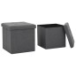 vidaXL Taburetes almacenaje plegables 2 uds lino sintético gris oscuro vidaXL Taburetes almacenaje plegables 2 uds lino sintético gris oscuro