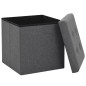 vidaXL Taburetes almacenaje plegables 2 uds lino sintético gris oscuro vidaXL Taburetes almacenaje plegables 2 uds lino sintético gris oscuro