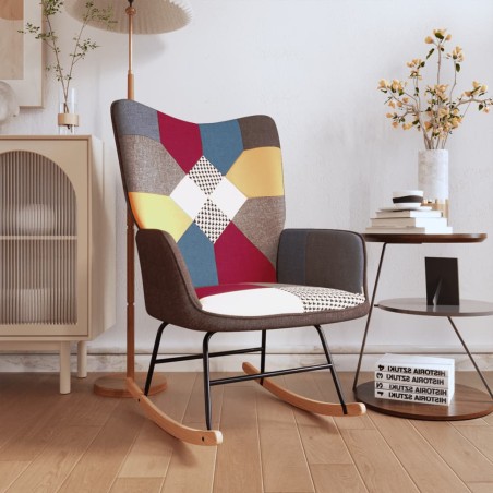 vidaXL Silla mecedora de tela Patchwork