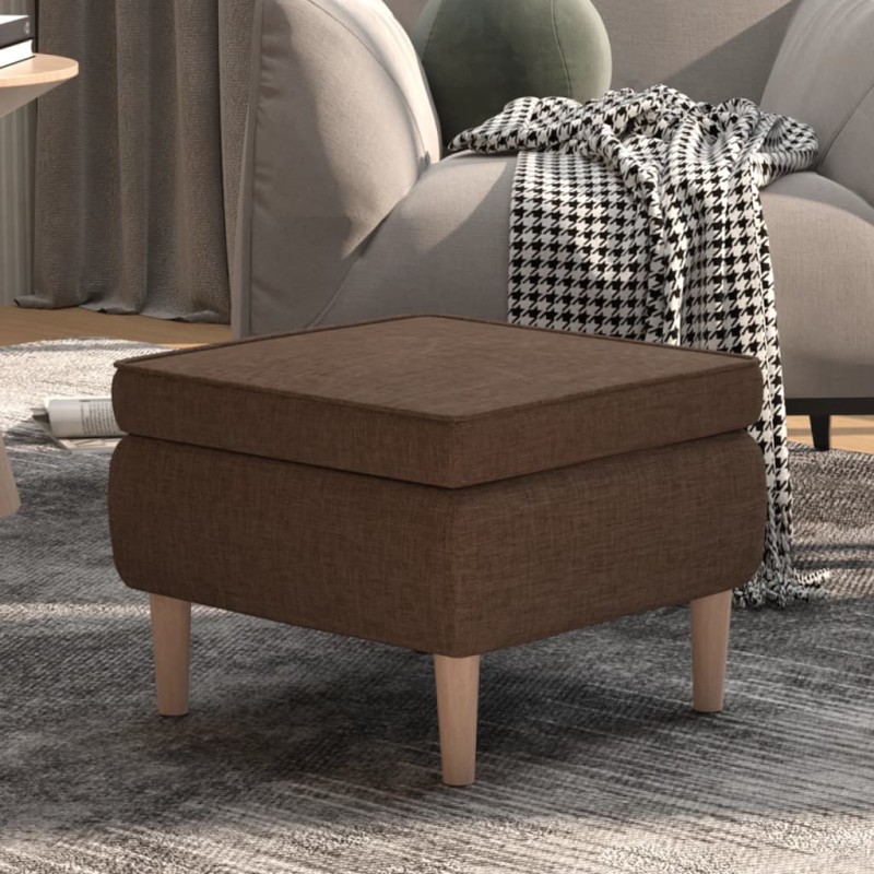 vidaXL Taburete con patas de madera tapizado tejido marrón vidaXL Taburete con patas de madera tapizado tejido marrón