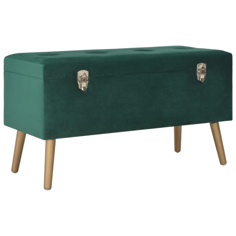 vidaXL Banco con compartimento de terciopelo verde 80 cm vidaXL Banco con compartimento de terciopelo verde 80 cm