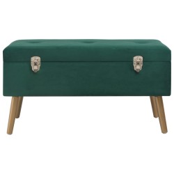 vidaXL Banco con compartimento de terciopelo verde 80 cm