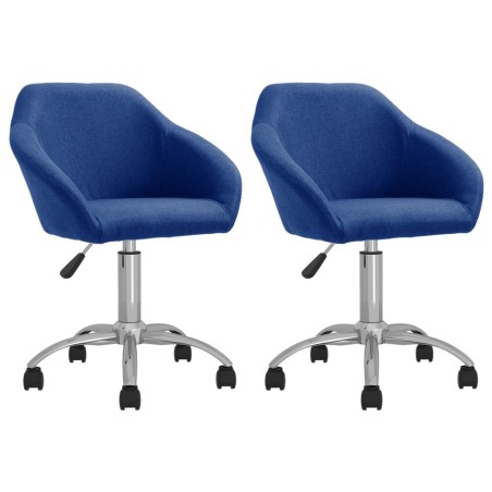 vidaXL Sillas de comedor giratorias 2 unidades tela azul
