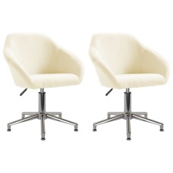 vidaXL Sillas de comedor giratorias 2 unidades tela crema