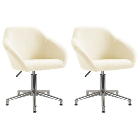 vidaXL Sillas de comedor giratorias 2 unidades tela crema