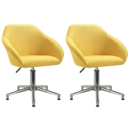 vidaXL Sillas de comedor giratorias 2 unidades tela amarillo 
