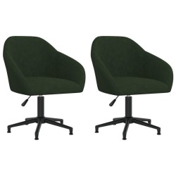 vidaXL Sillas de comedor giratorias 2 unidades terciopelo verde oscuro
