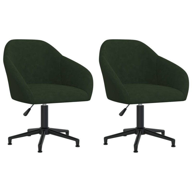 vidaXL Sillas de comedor giratorias 2 unidades terciopelo verde oscuro