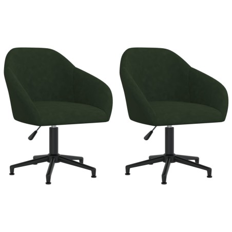 vidaXL Sillas de comedor giratorias 2 unidades terciopelo verde oscuro