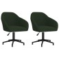 vidaXL Sillas de comedor giratorias 2 unidades terciopelo verde oscuro