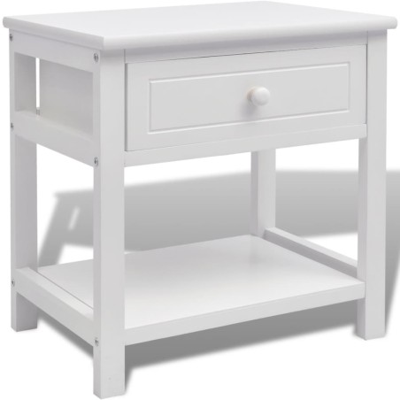 vidaXL Mesita de noche de madera blanca