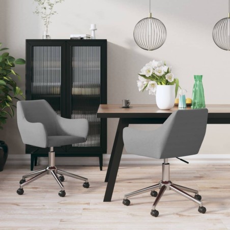 vidaXL Sillas de comedor giratorias 2 unidades tela gris claro